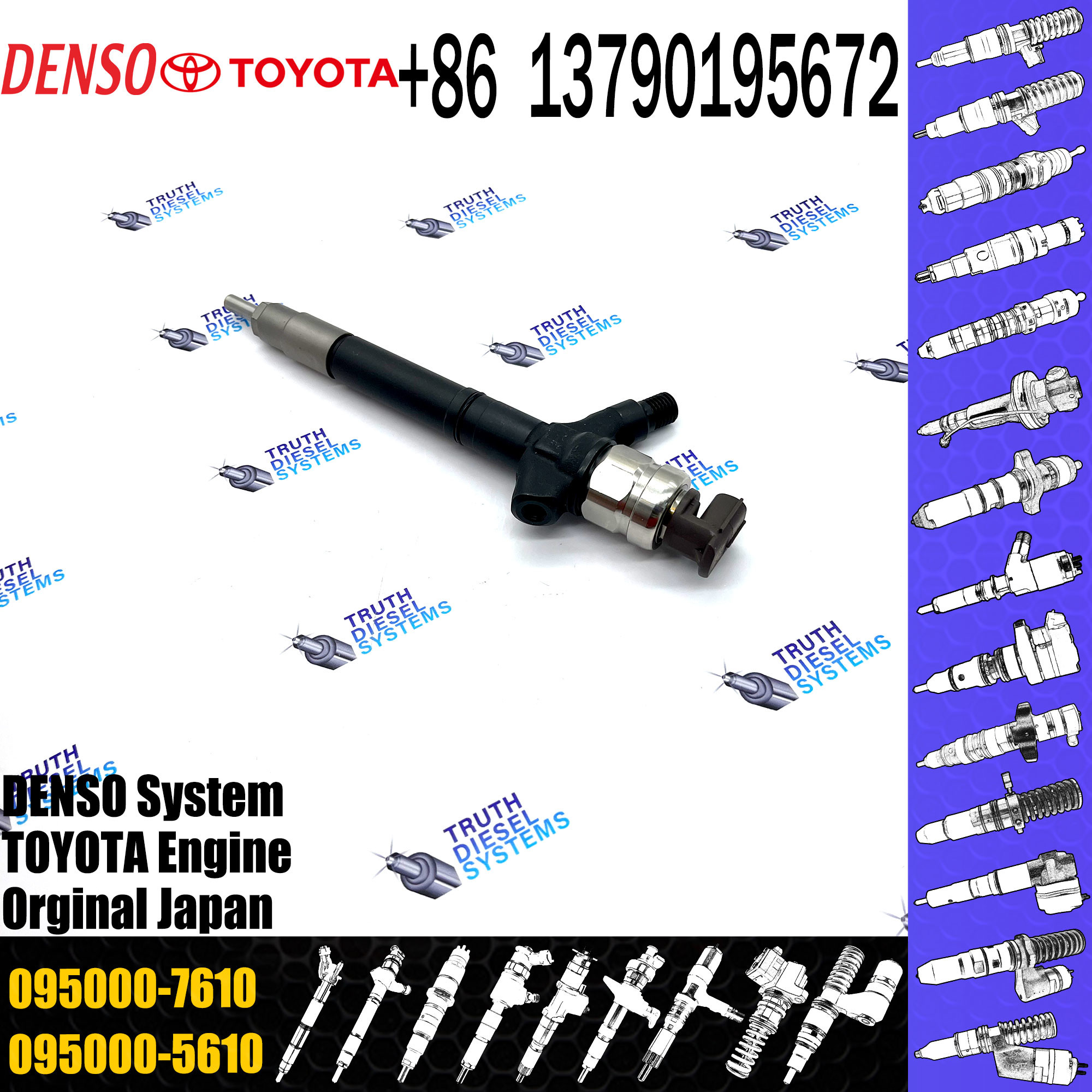 High Quality Common Rail Injector 095000-7250 095000-7600 095000-7610 for 1VD Diesel Nozzle Assembly