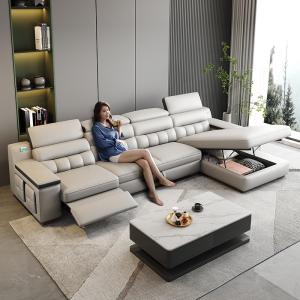 China Italian Style Minimalist Multi-Functional Foldable Electric Leather Sofa Bed 320*165*93CM wholesale