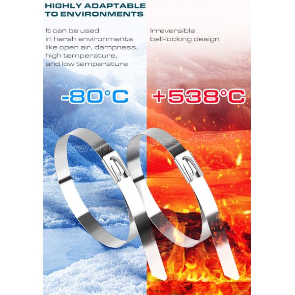 Premium Quality 316L/316/304 Stainless Steel Cable Ties 300~1000mm Length x 10mm Width (480 lbs) for Outdoor