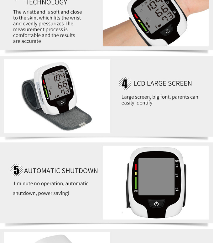 Wrist Electronic Home Blood Pressure Device 2X99 Sets With Large Screen Display