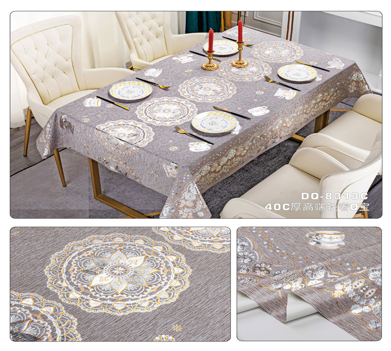 Stain Resistant Tablecloth for Kitchen Table Cover Design PVC Rectangle Tablecloth