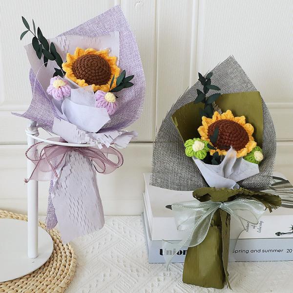 Flowers Variety Hand-knitted Woolen Knit Bouquet Perfect Gift for Girls'