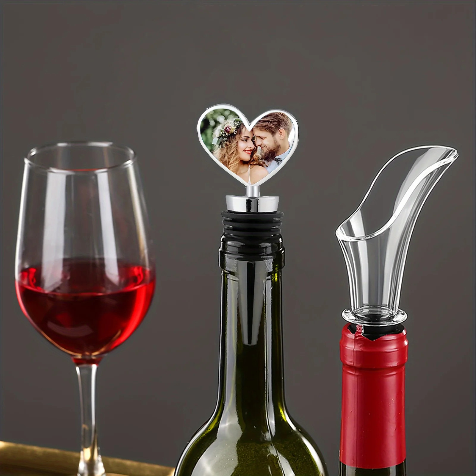 Custom Photo & Name Wine Stopper Ideal Valentine'S Day Gift With Reusable Silicone Cork
