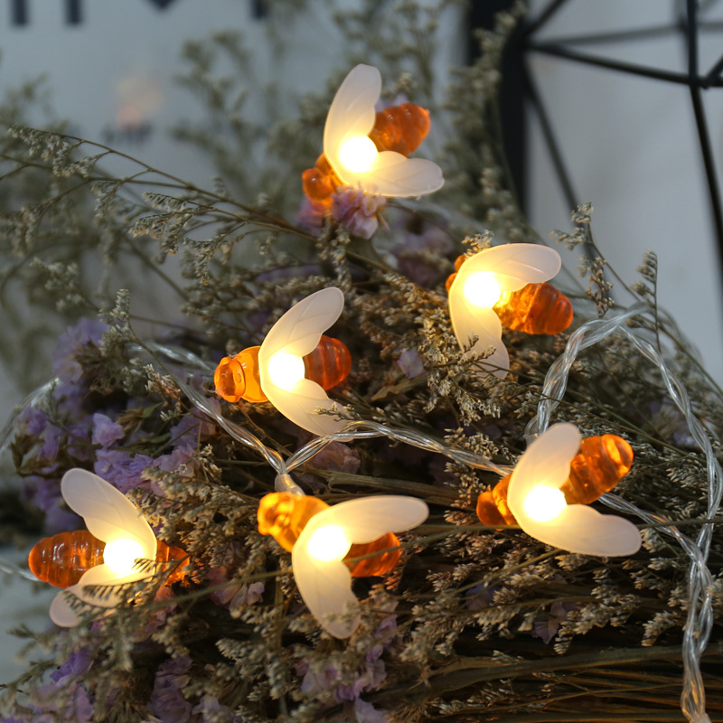 Solar String Lights LED 8 Modes Honey Bee Fairy Lights Outdoor Waterproof Simulation Honey Bees Decor for Garden Christmas Decor