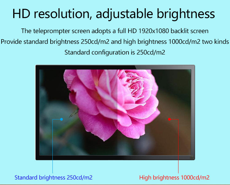 Customizable Font and Background Colors on 1000nit Monitor Teleprompter for TV Studio