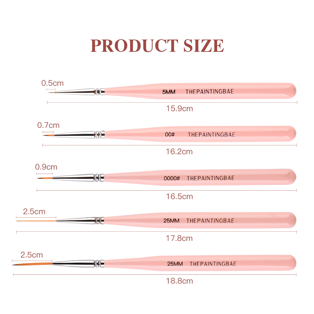 13.5cm Nail Art Drawing Pen Strip Liner Art Detailing Brush Acrylic Handle
