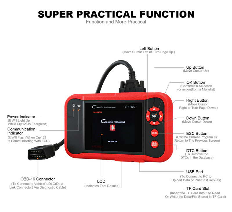 Engine Analyzer Launch X431 Master Scanner CRP129 Auto Code Reader Scan Tool