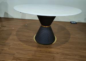China Leather Base Round 120cm Marble Top Dining Table wholesale