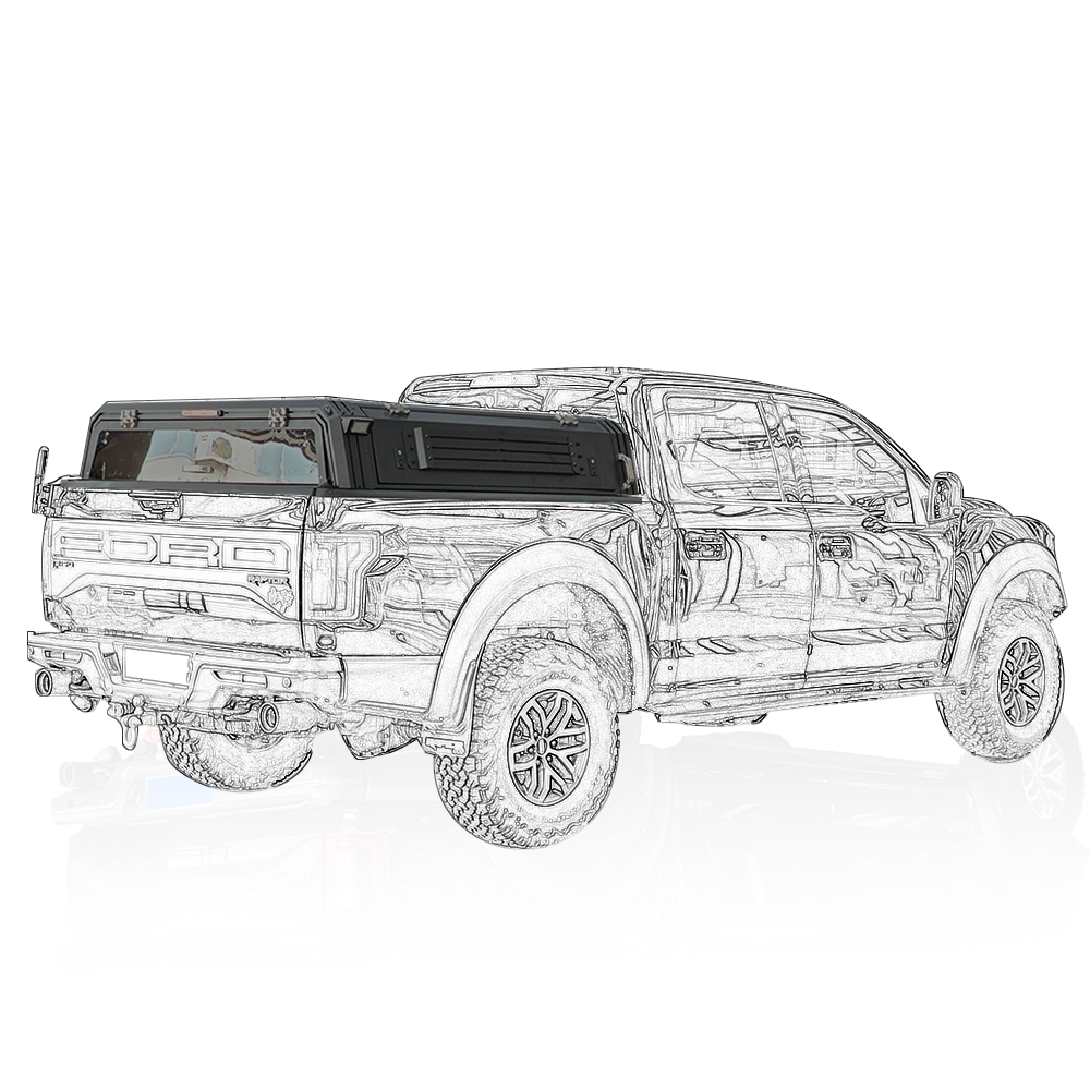Waterproof Black 4X4 Aluminum Canopy for Ford Ranger/Raptor T6/T7/T8 Hard Top Trucks