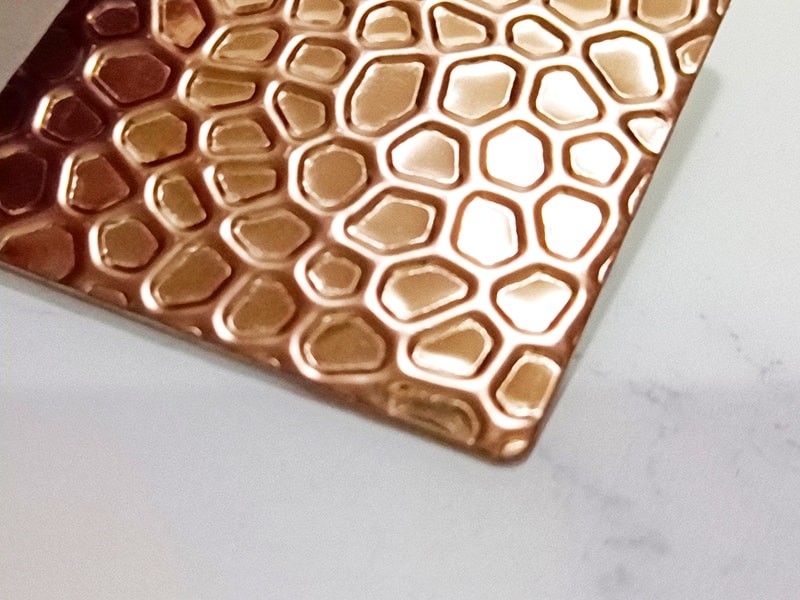 AISI 304 316 PVD Rose gold color honeycomb Patterned plate stainless steel texture Sheet