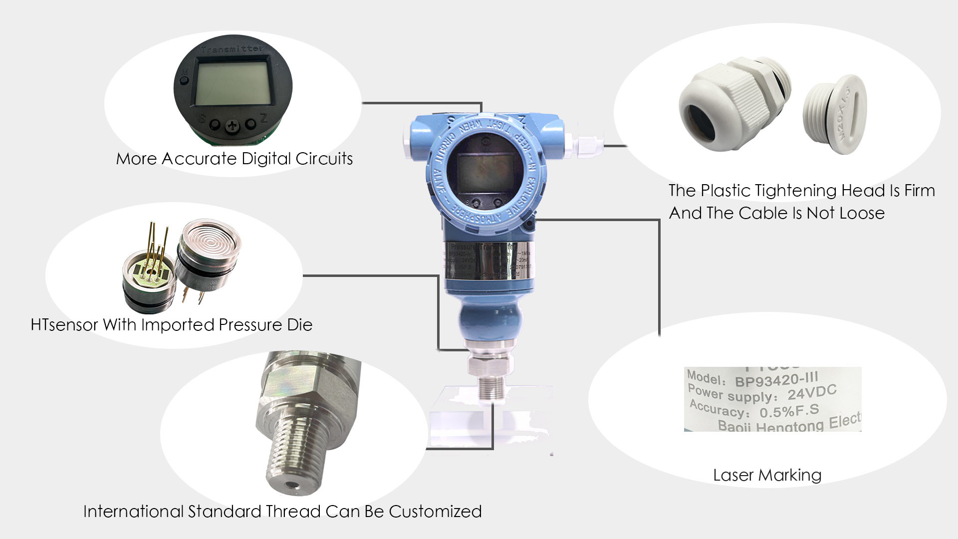 Flat Diaphragm Smart Pressure Transmitter Digital Piezoresistive Pressure Transmitter