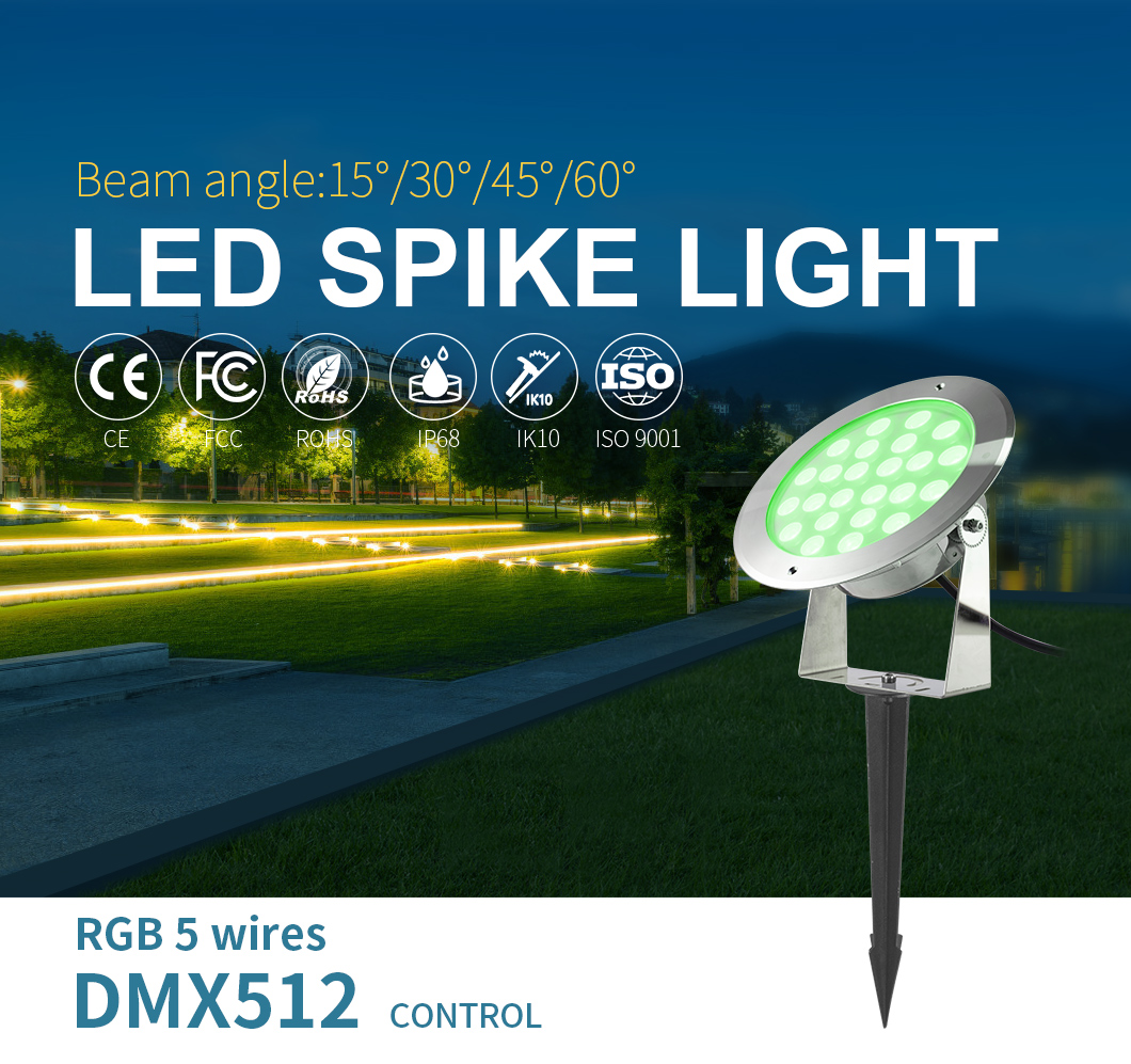 18W IP68 Waterproof Led Spike Lamp SMD3535 RGB DMX512 Control