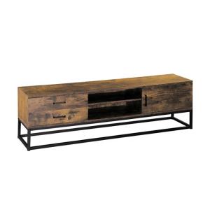 China Retro Oak Wood 65 Inch Media TV Console Cabinet Metal Frame wholesale