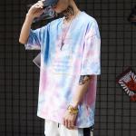 Colorfull Green Tie Dye Men Streetwear T Shirts 130gsm-230gsm Worsted Fabric