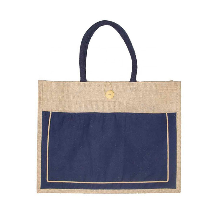 Picnic Jute Tote Bags Hessian Yellow Laminated Long Handles For Gifts