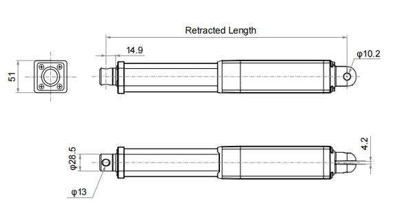 Small DC Industrial Electric Tubular Linear Actuator IP69K 4500N