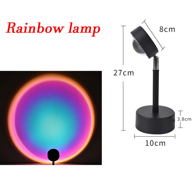 USB Rainbow Sunset Red Projector Led Night Light Sun Projection Desk Lamp for Bedroom Bar Coffee Store Wall Decoration L