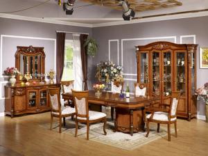 China Xinyu Combination Luxury Wood Dining Room Sets European Dining Table Set 6 Seaters wholesale