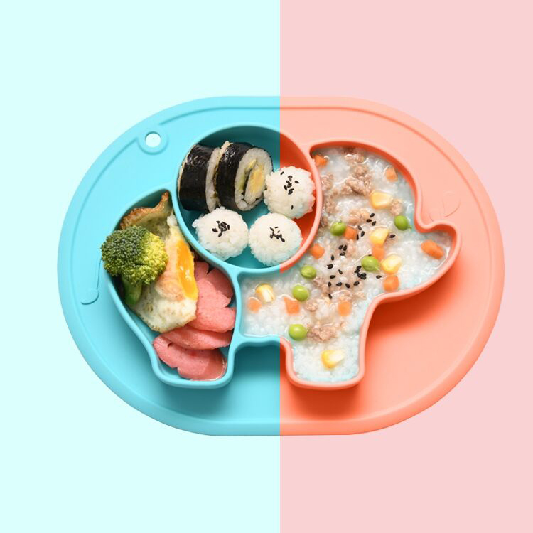 Food Feeding Elephant Silicone Baby Plates Customized Kids Dinning Plate Bpa Free