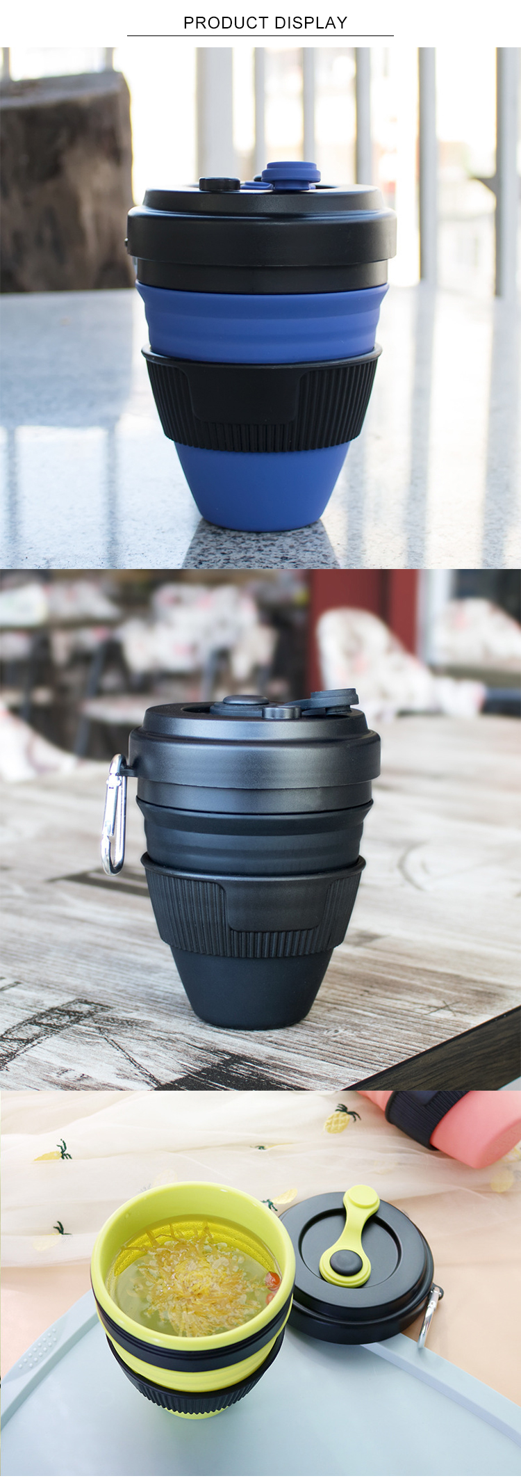 450ml Retractable Food Grade Silicone Travel Mug