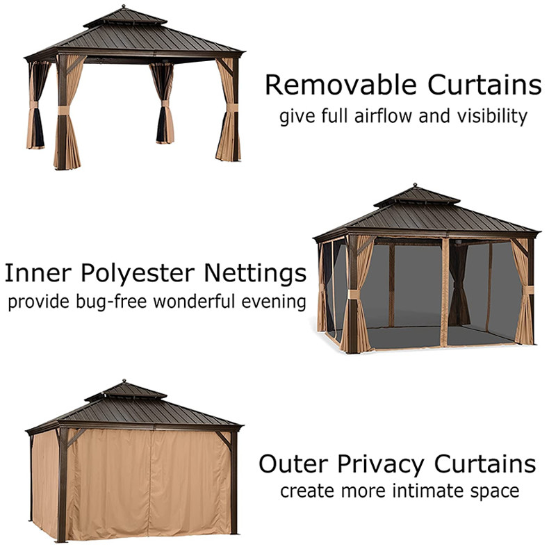 Outdoor Hardtop Gazebo Garden Modern Luxury Gazebos With Polycarbonate Roof