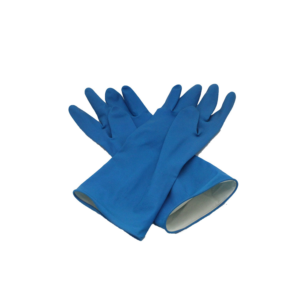 Kitchen Long Natural Rubber Latex Gloves , Flock Lined Latex Gloves