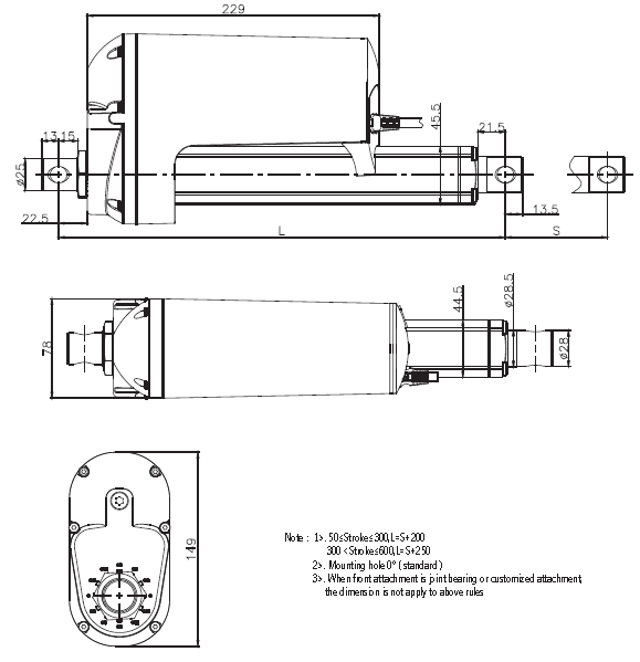 24volt brushed dc motor linear motion system, waterproof linear actuator with limit switches