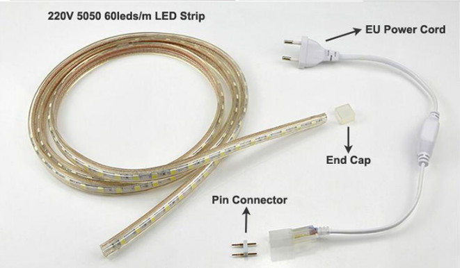 100m/ Roll AC LED Light Strip 1500lm 220V-240V IP67 1m Cutting SMD2835