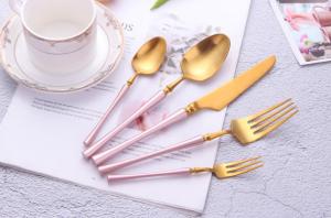 China NEWTO High Quality Heavy Stainless steel flatware set Pink and Gold Color Cutlery wholesale