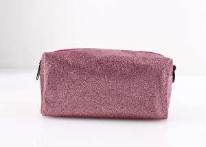 China PU Leather Large Makeup Bag , Pink Cute Blank Cosmetic Bag For Ladies wholesale