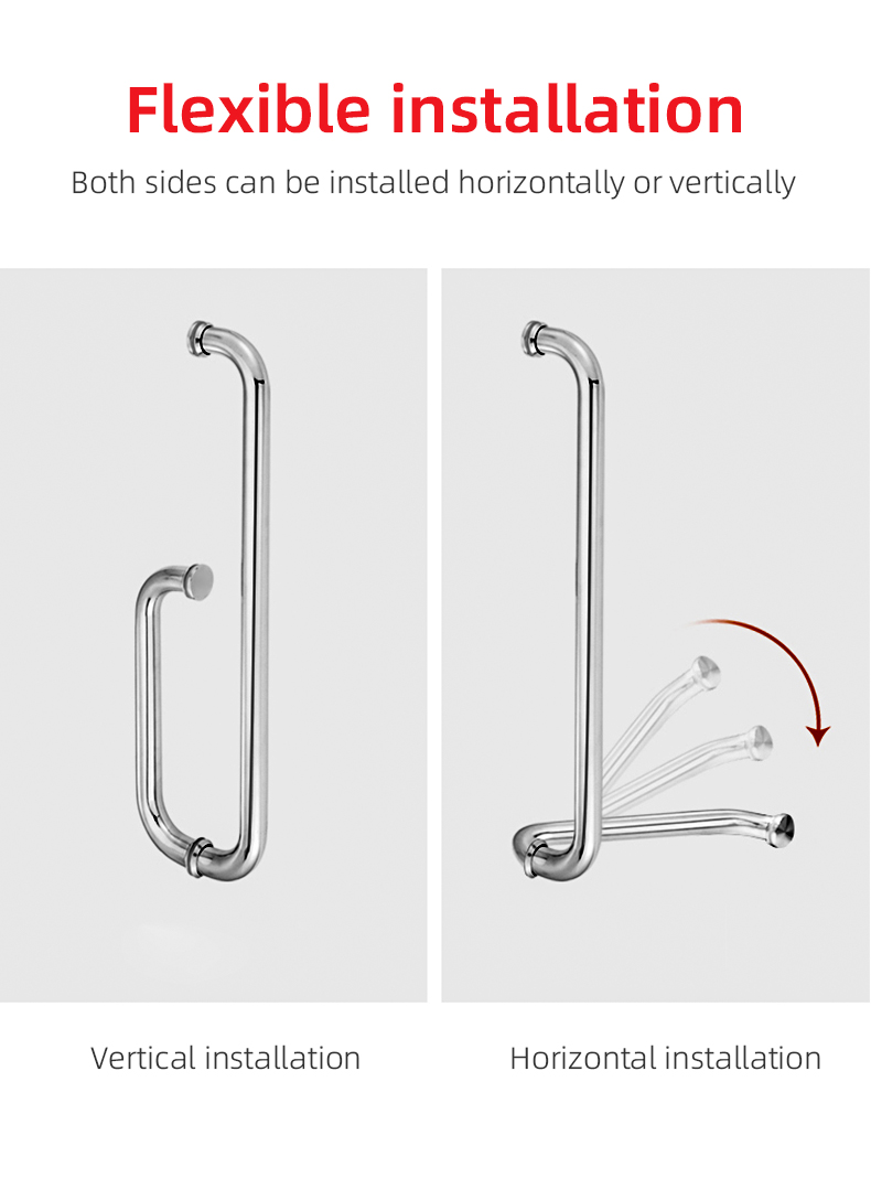 Chinese Design Style Stainless Steel Shower Room Glass Door Handle for Door Pull Handle