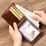 Daily Life Main Material GENUINE LEATHER Wallets For Man Anti-Theft Short Male