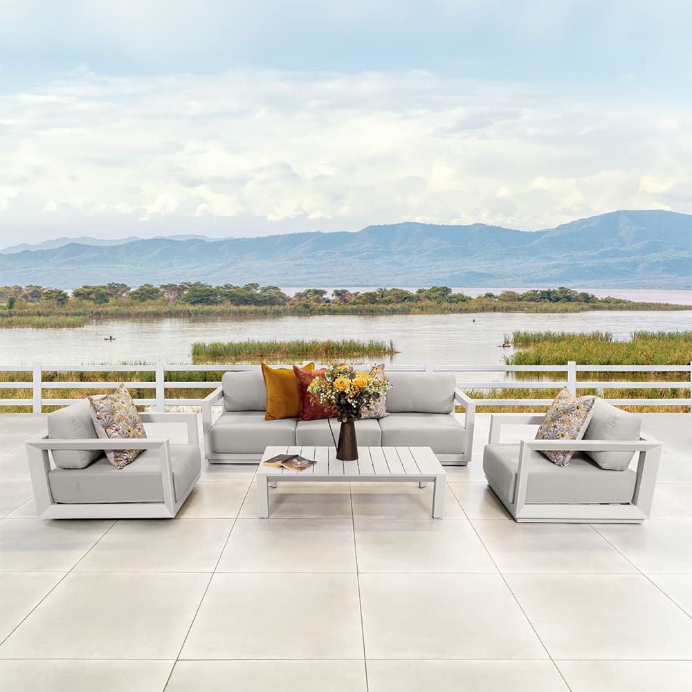 Aluminum Modular Patio Furniture AJUNION 4 Piece Outdoor Lounge Sofa Set for Outdoor