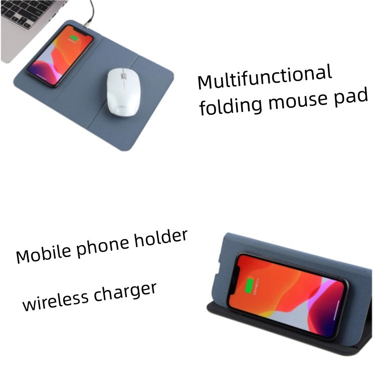 Wholesale Custom Logo High Quality Folding Super Thin Pu Leather Fast Wireless Charging Mouse Pad