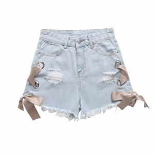 China Manufactuer Customized Vintage Distressed Woman Denim Shorts wholesale