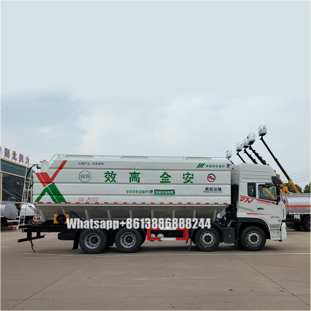 DONGFENG 8*4 Double Row 46000 Liters Farm Animal Feed Transport Lorry bulk Feed Truck Bulk Freighter