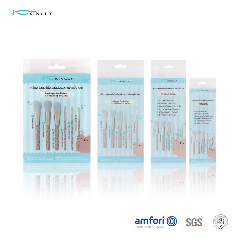 6pcs Aluminium Ferrule Cat Makeup Brush Set With PVC Box