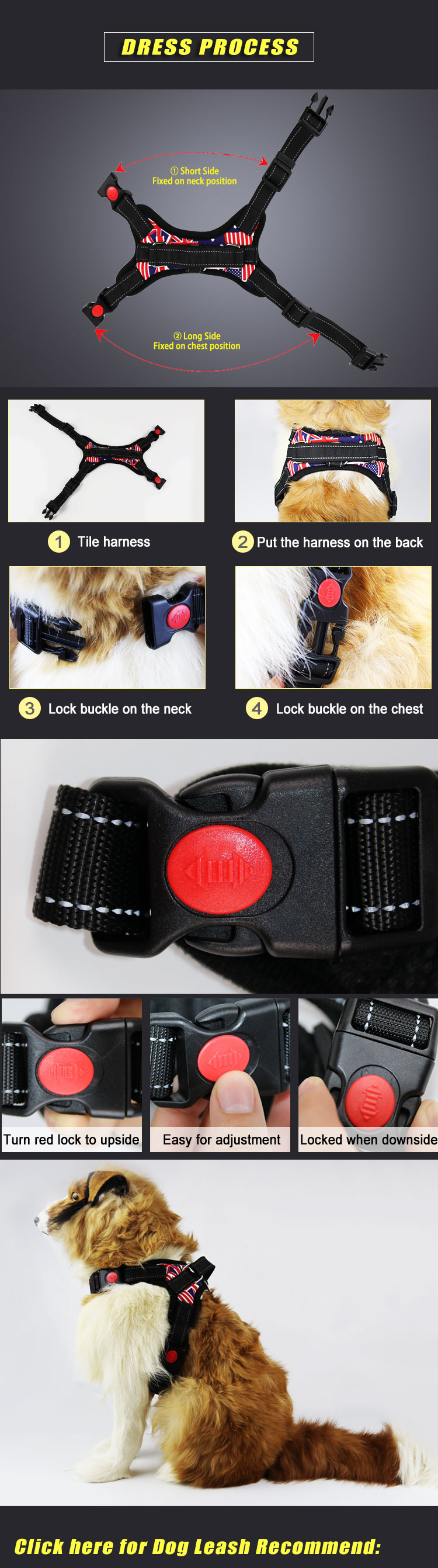 High Quality Big Pet Dog Harness No Pull Reflective Adjustable With Handle Pet Products