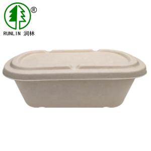 China 2 Compartments White Eco Friendly Disposable Lunch Meal Prep Containers Biodegradable SGS wholesale