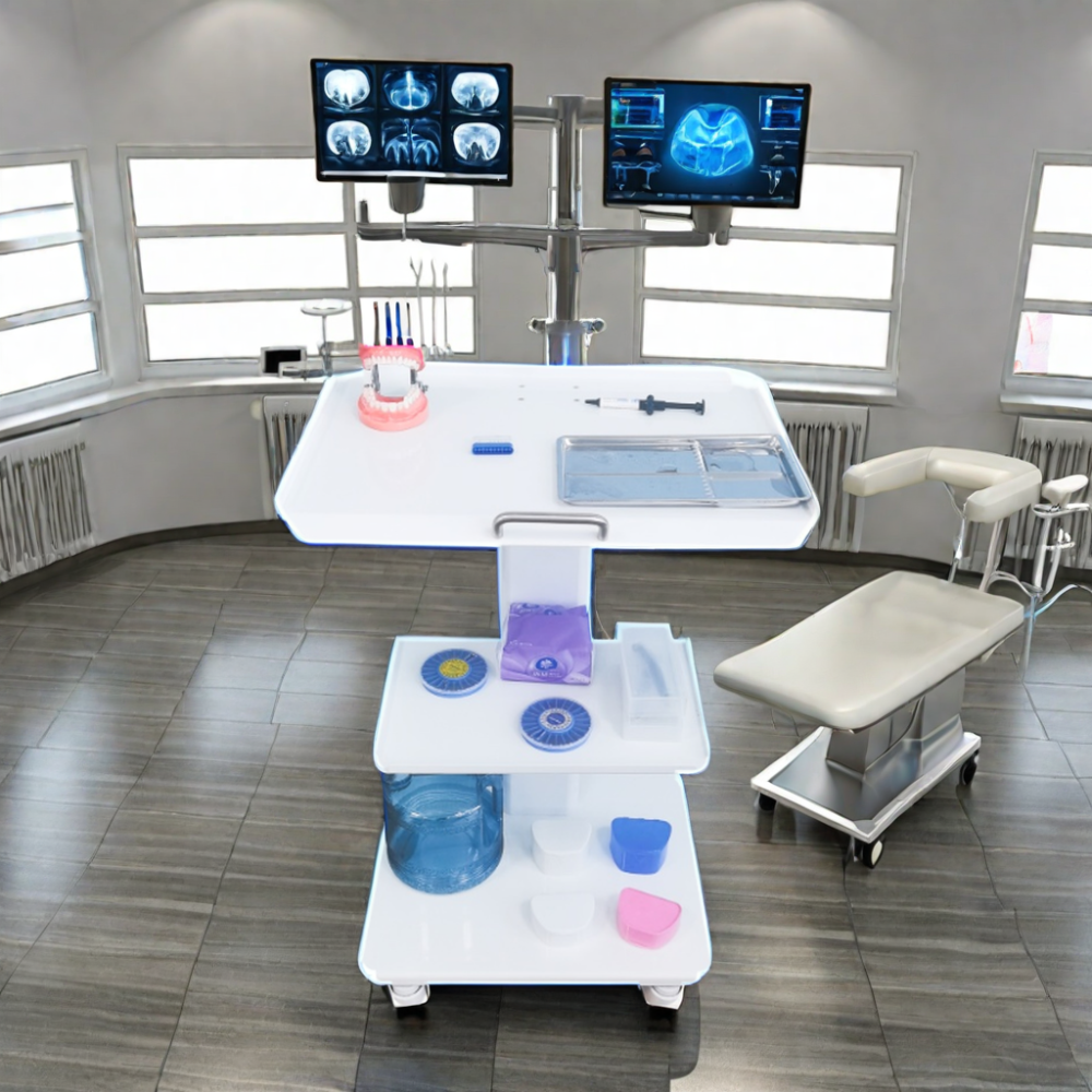 Medical Clinic Cabinet Dental Clinic Mobile Cart With Three Layers Of Tray