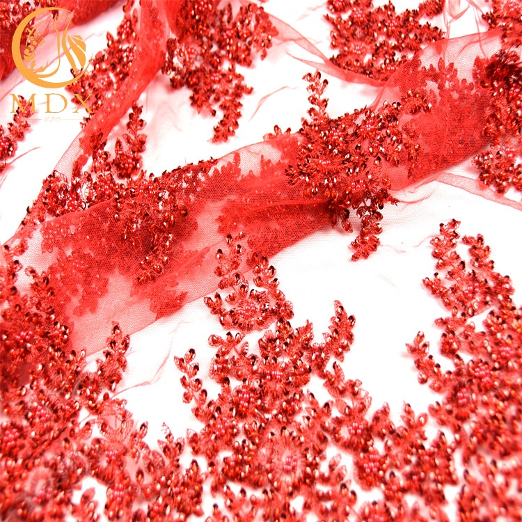 Stunning Tulle Glitter Lace Fabric Embroidery Beads For Wedding