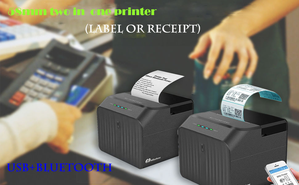 Receipt Barcode Printer Machine 58mm 2 Inch Bluetooth Thermal Printer