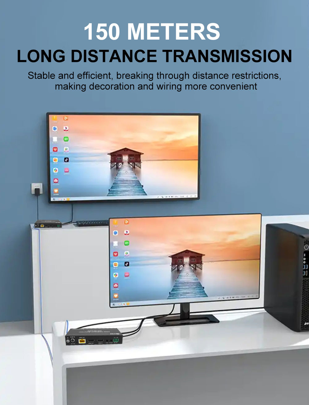 HDBaseT HDMI Fiber Extender 150m For Long Distance Signals Upgrade Your AV System