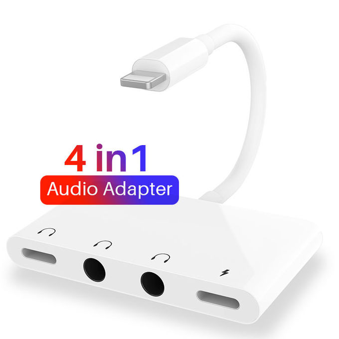 4 In 1 3A Iphone Charge And Headphone Splitter with Dual 3.5mm Jack