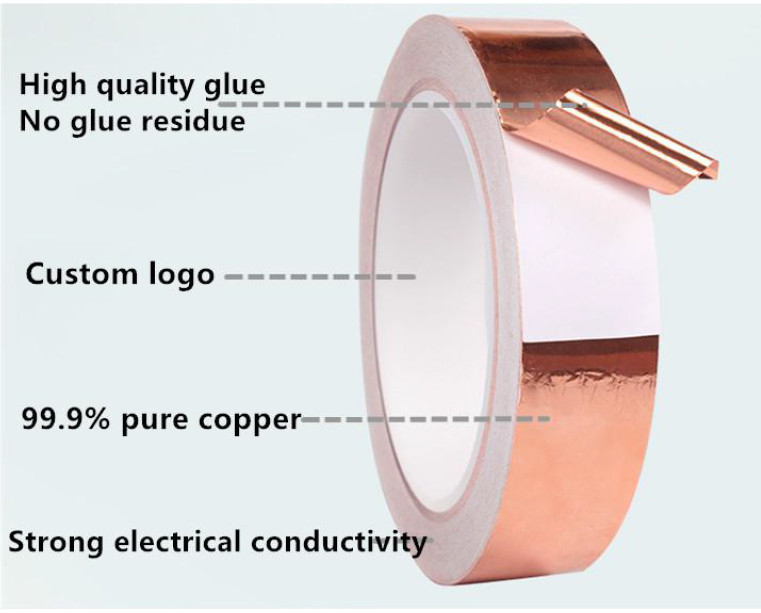 Electromagnetic Shielding 99.99% Copper Foil Tape Customized Conductive Adhesive Tape