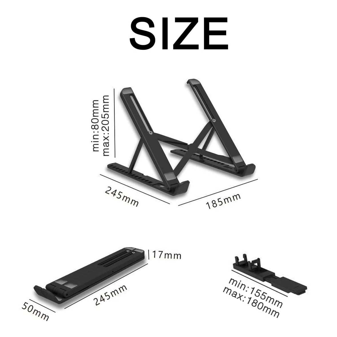 Non Slip Height Adjustable Laptop Stand 245mm With Phone Holder