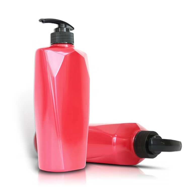 Customized Hair Care Bottles / Pink Lotion Bottle With Black PP Pump