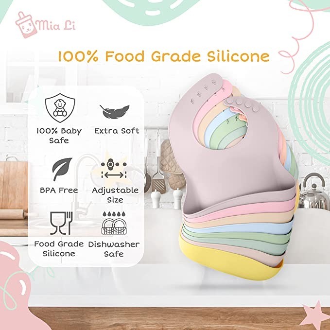 Practical Nontoxic Silicone Food Catcher Bibs Heatproof Lightweight