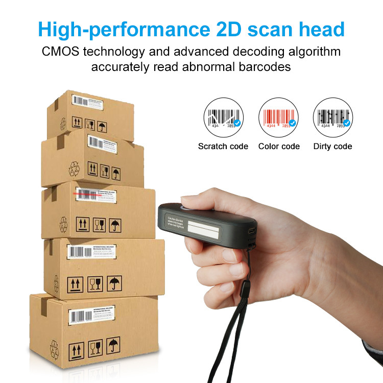 Portable 1D 2D Bluetooth Barcode Scanner QR Code Work With Windows PC POS