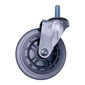 China 75mm Transparent Thread Stem PU Caster Wheels with Chrome Plated wholesale